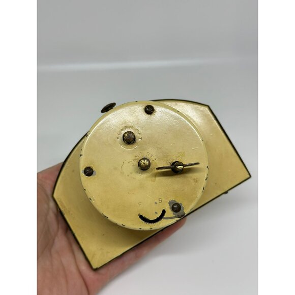 VTG New Haven Art Deco Clock Convex Dial Brass Mantel Clock Decor NOT WORKING - Picture 5 of 8